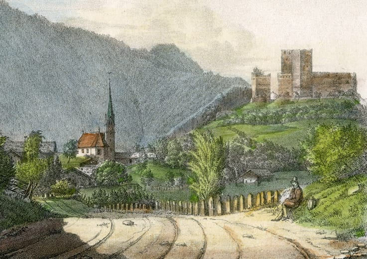 Das Stoffelhäusl auf einer Lithographie um 1840 Das Stoffelhäusl auf einer Lithographie um 1840